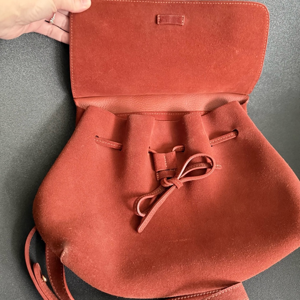 Mansur Gavriel Soft Suede Brick Brown Lady Bag Gold Hardware - Picture 16 of 16